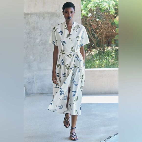 Zara Poplin Cotton Printed Dress New - Picture 2 of 3